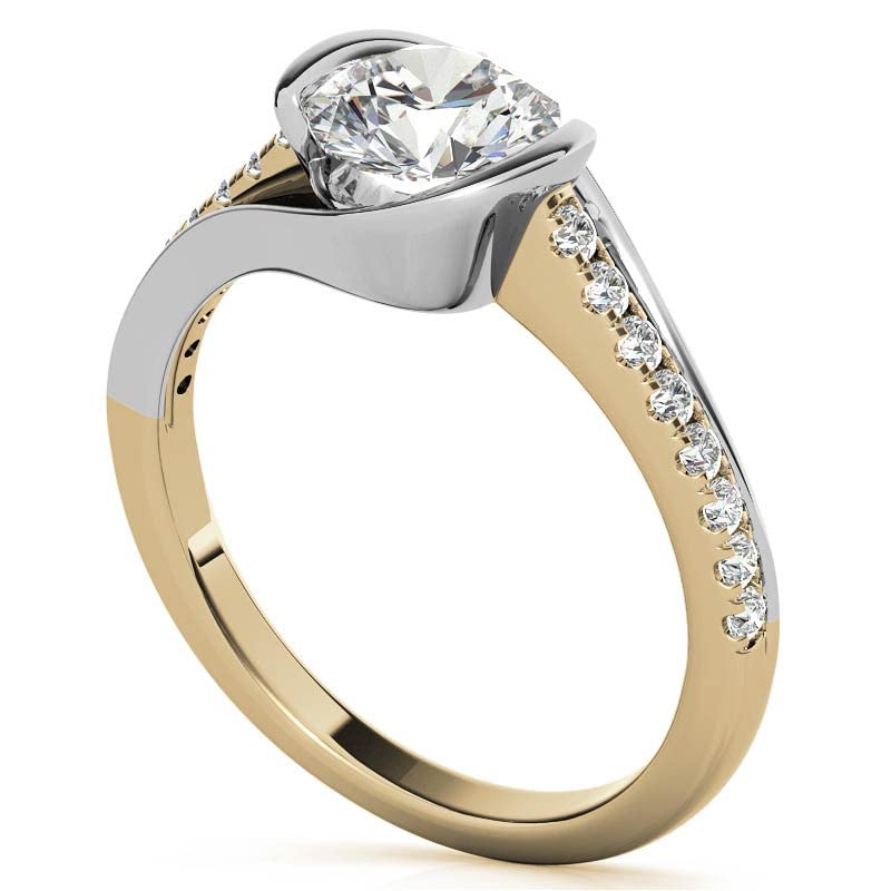 Moissanite Wedding Anniversary Engagement Ring for Women 1.0 CT Round Cut, Modern Style Bypass 925 Sterling Silver-G53