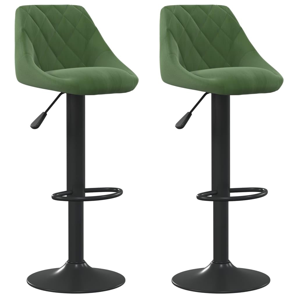Sgabello da bar, 2 pezzi, velluto verde scuro