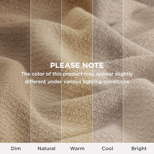 50"x70" Bedsure 100% Cotton Herringbone Weave Throw Blanket (Light Brown) - image 7