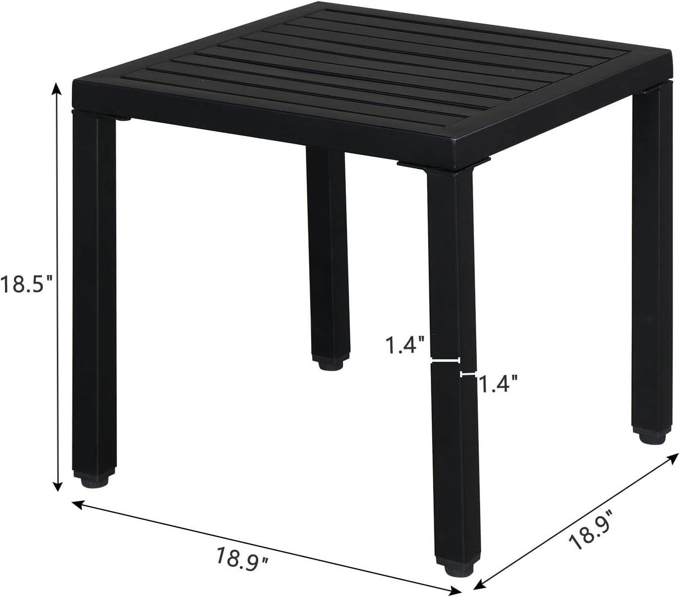 Outdoor Terrace Weather Resistant Coffee Table 19 * 19 * 18" Simple Iron Side Black