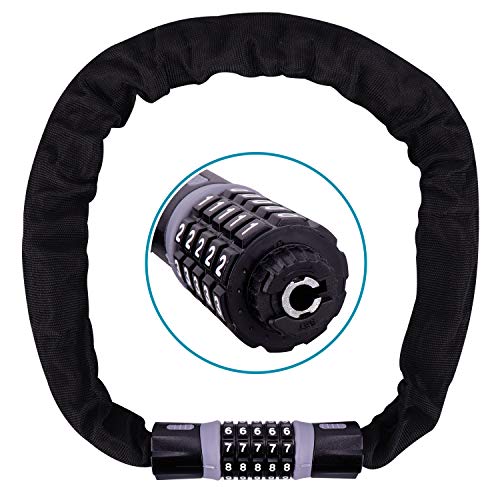 Tevlaphee Antivol à chaîne pour vélo (Noir & Gris)