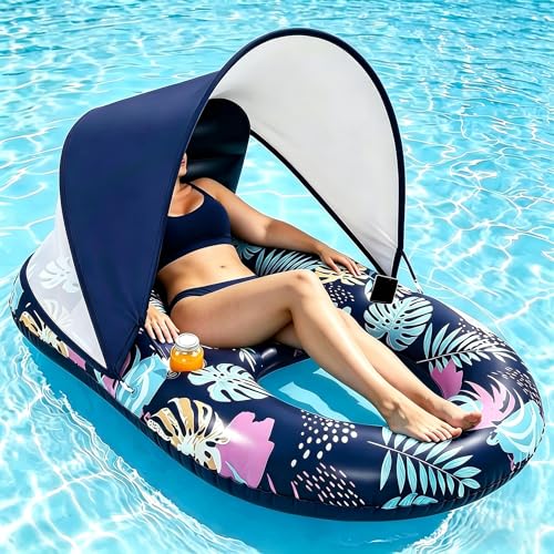 Deyhoc Inflatable Pool Float with Canopy