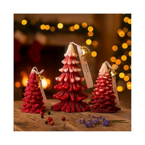 Weihnachtskerzen Set 3er von MMOBIEL – Handgefertigte Sojawachs...