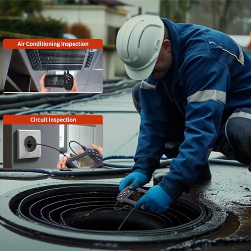 Triple Lens Borescope NIDAGE 5'' IPS Endoscope Camera with Light, Split Screen 1080P HD Flexible Snake Inspection Camera with Carrying Case, 32G Card, 16.5FT IP67 Plumbing Drain Sewer Engine Scope Cam - Thumbnail 6