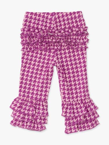 Image of RuffleButts Baby Girls Stretchy Flare - Ruffle Pants | 95% Cotton 5% Spandex, Breathable Fabric, Elastic Waistband, Relaxed Fit, Pleated Front, Long Length, Infant Apparel