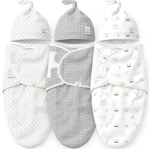 Image of KeaBabies 3-Pack Swaddles for Newborns, Girls, Boys with Hats - Organic Soft Baby Sleep Sacks, Breathable Baby Swaddle 3-6 Months Beanies Set, Premie Infant Sleep Sack 0-3 Months (Nordic)