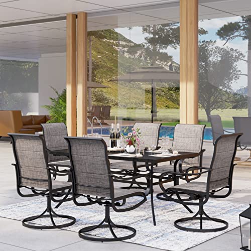 Mfstudio 7 Pieces Patio Dining Sets,Outdoor Furniture Set Including 1X 65 Rectangle Table And 6 Padded Sling Swivel Chairs Metal Dining Set For Backyard,Garden,Deck #TOP20