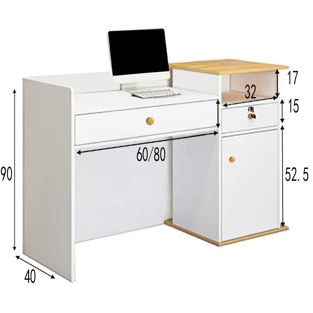 Bancone Reception Moderno 120x90x40cm - Bancone Ufficio Con Cassetti Stile Marmo - Foto 4