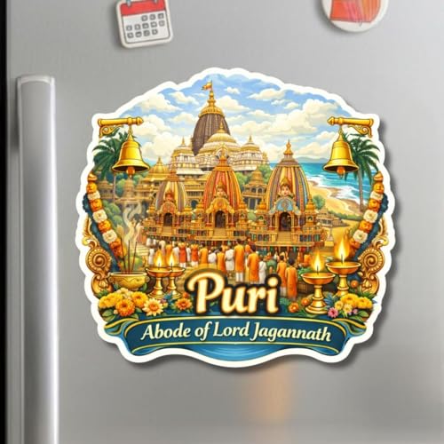 Image of Apna Gift Wooden Fridge Magnet Sticker for Refrigerator Door | Multipurpose Office Magnet for Home Kitchen Decor | Souvenir Gift Travel Memory Fridge Decoration | 4 x 3 Inch Wooden Magnet (Puri)