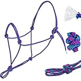 Harrison Howard Horse Rope Halter-Purple-Pink-Turquoise