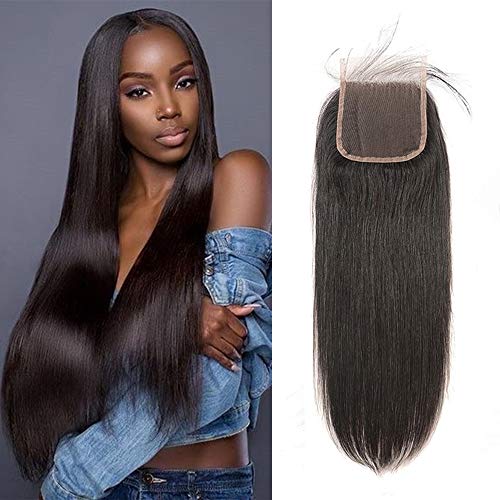 Lianlian Brazilian Human Hair 100%Unprocessed Straight Lace Closure size 5x5 Lace closure Top Straight Closure 10 inch Free Part 1B# Color