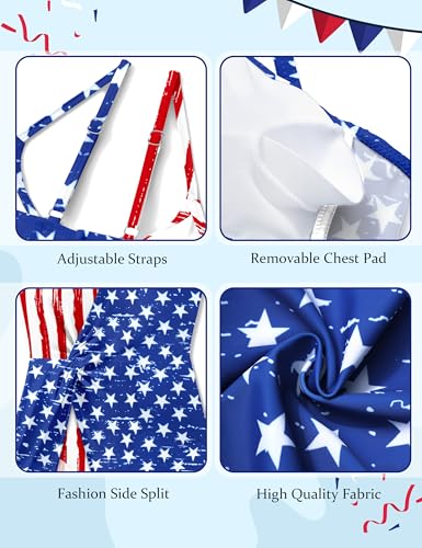 Image of Oranchids Girls Bathing Suits Size 8-10 Girls 4th of July Swimsuit One Piece Swimsuits American Flag Patriotic Swimsuit V Neck Swim Dress