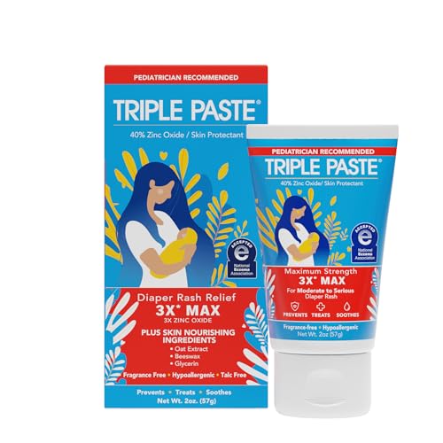 Image of Triple Paste 3X Max Diaper Rash Ointment for Baby, Maximum Strength with 40% Zinc Oxide Ointment for Serious Diaper Rash, 2 oz Tube