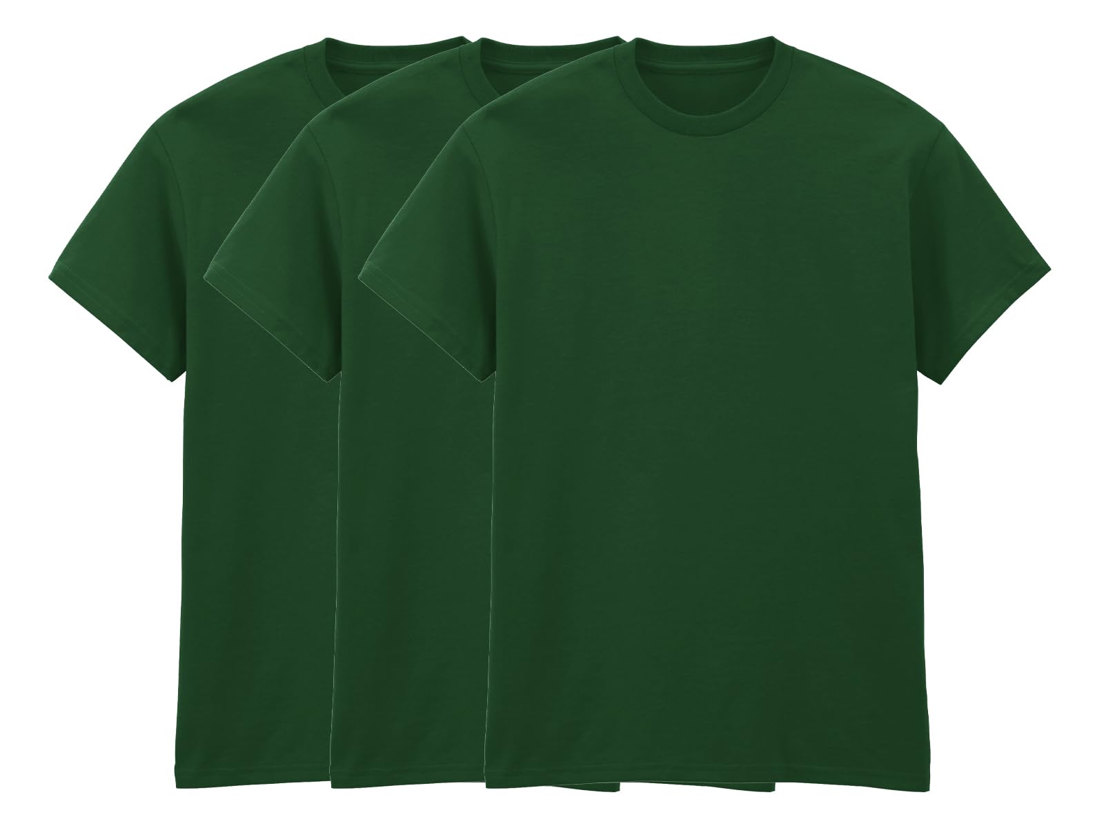 COOZO Pack of Unisex Heavy Cotton T-Shirts - 3 x Forest Green - 5XL