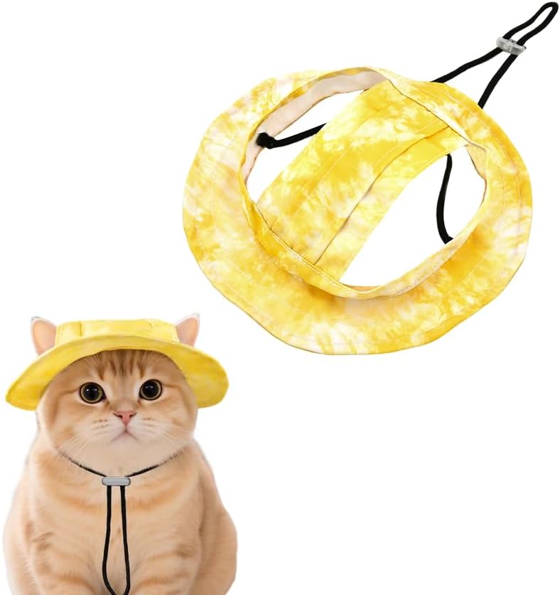 Small Dog and Cat Hats with Ear Holes Decorative Pet Hat for Cats Dogs Pet Sun Protection Hat Cap Suncare Sunscreen Cap for Cat Dog Head Wear Pets Headwear for Summer Head Accessories for Dogs Cats