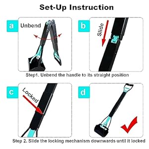 32″ Tall Pooper Scooper, Large Pooper Scooper for Dogs Heavy Duty, Dog Pooper Scooper with Long Handle & High Strength Durable Spring, Foldable Dog Poop Pick Up (Bottom Seamless)