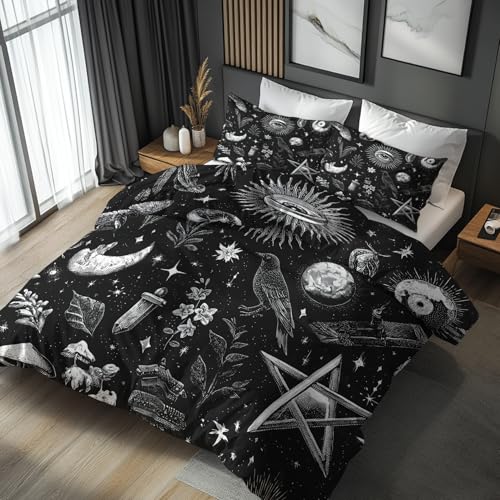 Gothic Witchy Duvet Set Reversible Celestial Design