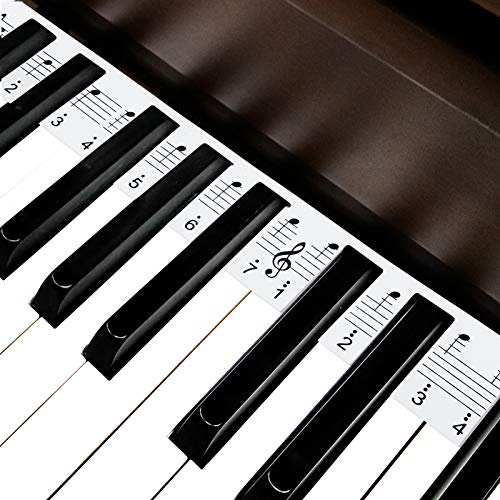 Tabela de notas de piano com 88 teclas, adesivos de teclado de piano removíveis, antiaderentes, com