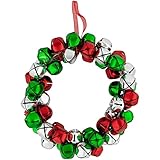 Northlight Jingle Bell Christmas Wreath Unlit, 9', Red Green and Silver