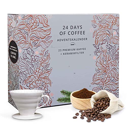 Erlebnis Kaffee Adventskalender 'Filterkaffee' - mit Keramik Filter & 23 x...
