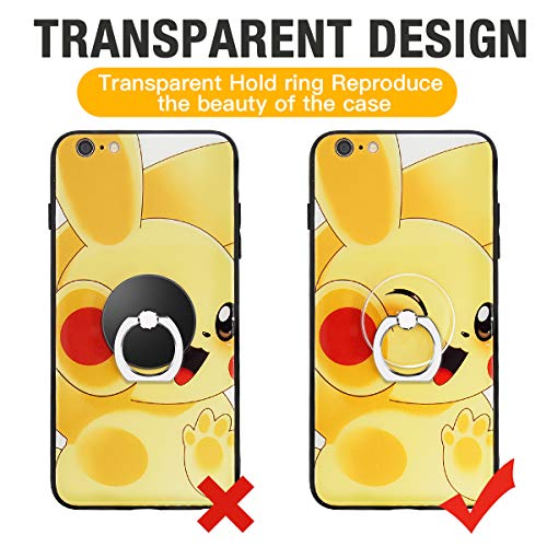 Transparent Cell Phone Ring Holder, 360 Degree Rotation, Finger Grip Stand Holder iPhone and ipad Tablet Ring Holder (2 Black + 2 Silver) - Thumbnail 5