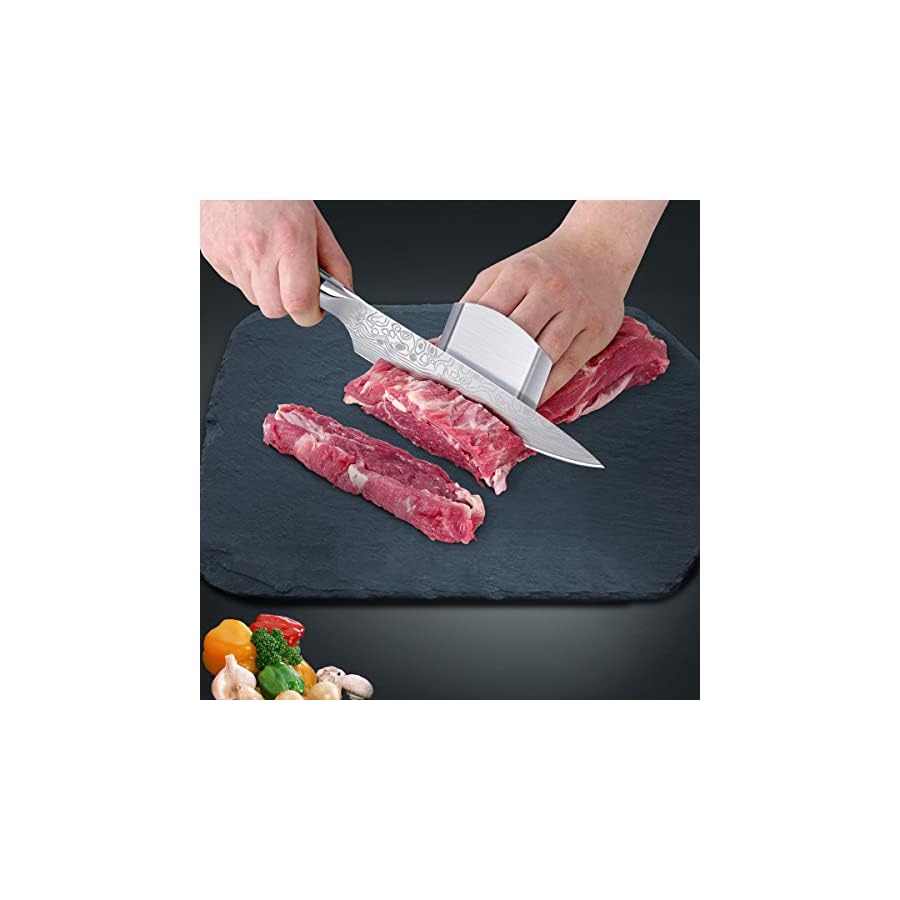 MOSFiATA-8-Super-Sharp-Professional-Chefs-Knife-with-Finger-Guard-and-Knife-Sharpener-German-High-Carbon-Stainless-Steel-EN14116-with-Micarta-Handle-and-Gift-Box MOSFiATA 8" Super Sharp Professional Chef's Knife with Finger Guard and Knife Sharpener, German High Carbon Stainless Steel EN1.4116 with Micarta Handle and Gift Box