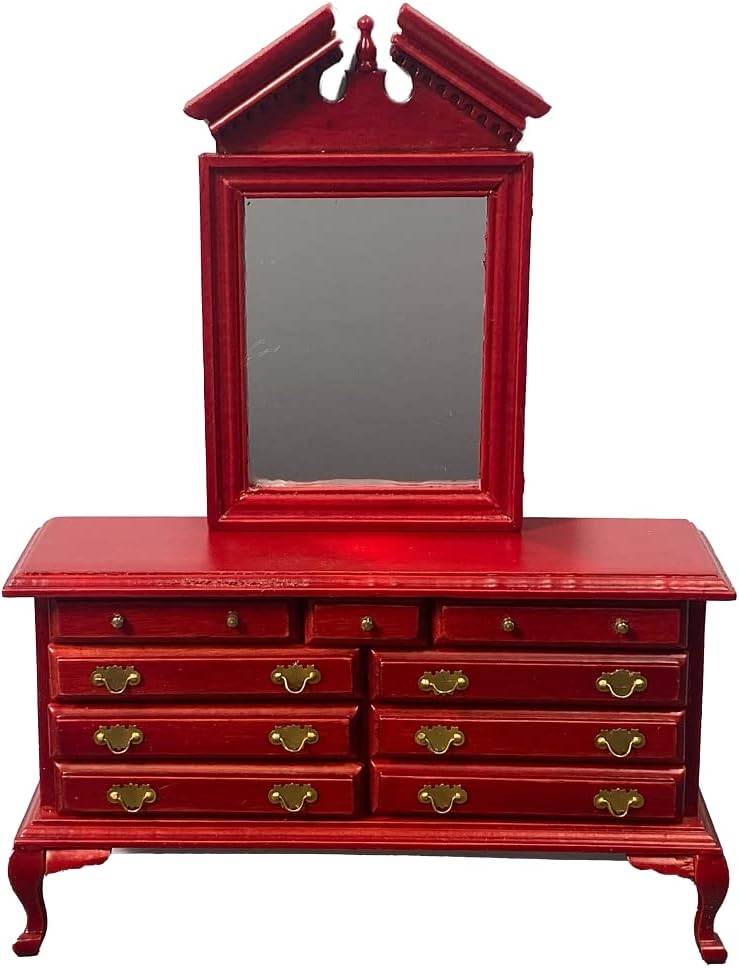 Melody Jane Dolls Houses 1:12 Scale Mahogany Dresser with Mirror #D1140