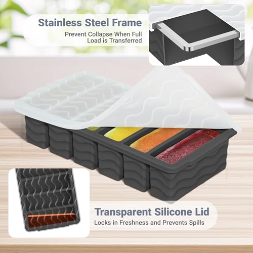 Image of 1 /2 Cup Silicone Freezer Molds with Lid, 2-Pack Silicone Freezer Trays for Soup, Sauce & Broth - Meal Prep Containers, Large Ice Cube Tray, Oven & Dishwasher Safe
