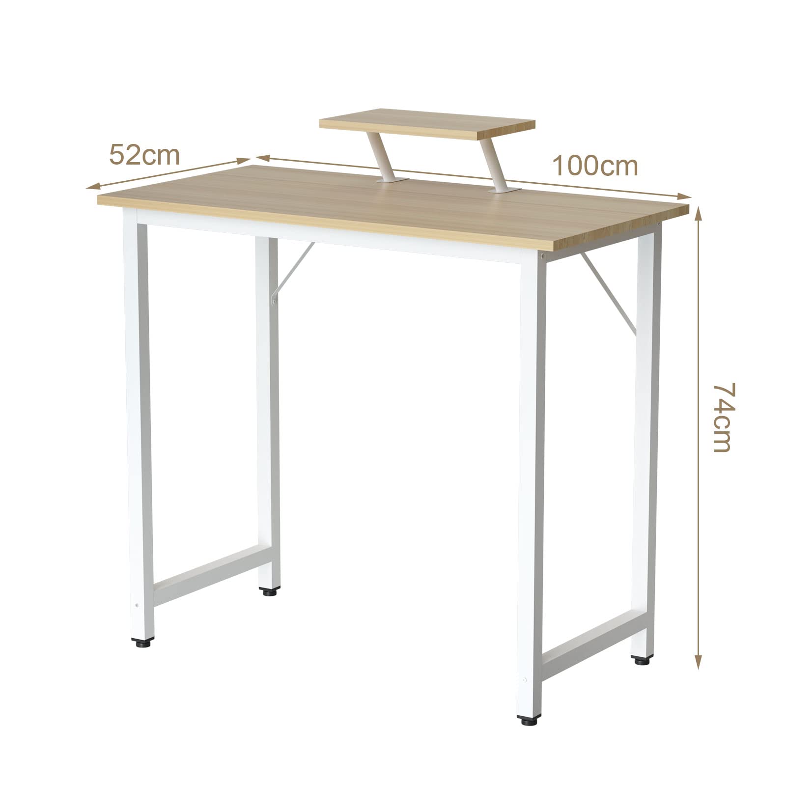 Scrivania Ufficio con Supporto per Monitor Staccabile, Scrivania Gaming Computer in Metallo e Fibra di Carbonio, 80x40cm Tavolo da Lavoro, Scrivanie pc per Cameretta Ufficio Casa, Beige Desk