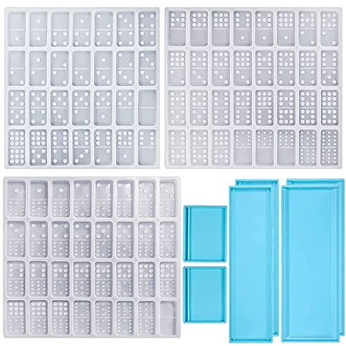 4 Packs Domino Molds and Dominoes Box Molds CNYMANY 92 Cavities Double 12 Silicone Epoxy Resin Casting Jumbo Mold Clay Mold Storage Box Mold for DIY Pendant Jewelry Crafts Making Tool