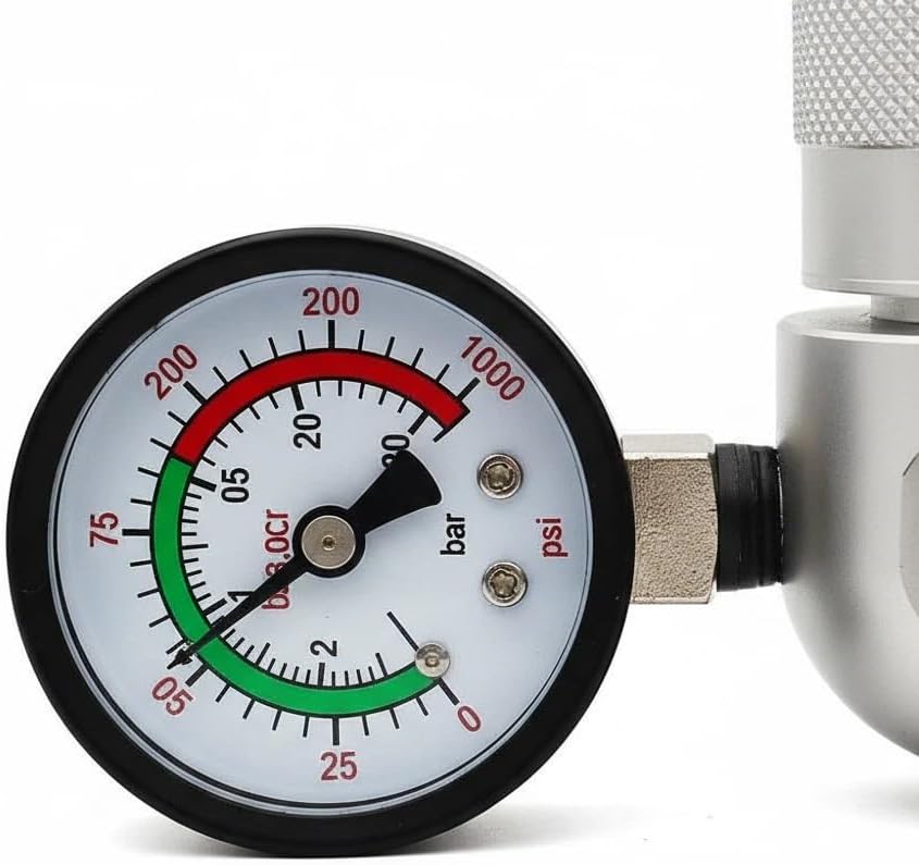 N2O Pressure Regulator with Dual Gauges, Adjustable Output, Fits 580g–3.3L Cream Charger Cylinders, Aluminum & Stainless Steel Gas Control Kit for Kitchen Use