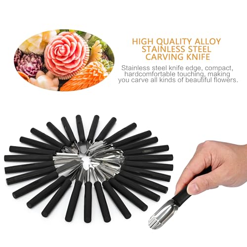 ohbien 80Pcs Fruit and Vegetable Carving Tools Kit, Multifunctional Stainless Steel Food Carving Set with Portable Bag for Carving Vegetables Fruits Meat Ice Cream - Image 6