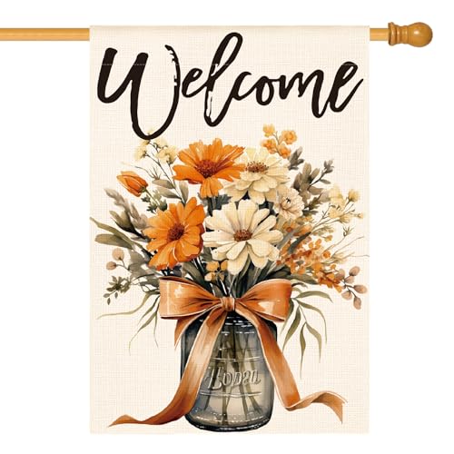 Drapeau automne fleurs grand format double face pour décoration extérieure de cour - 2