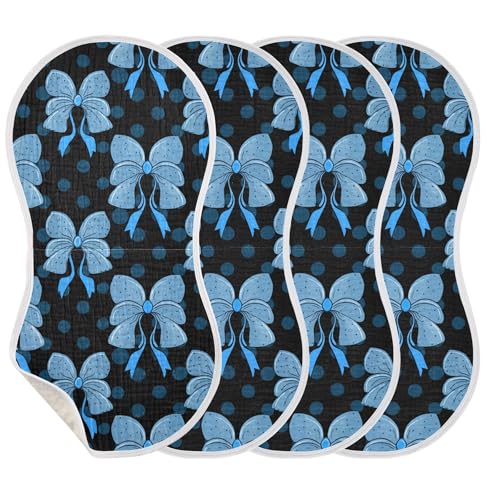 xigua Blue Bows Muslin Baby Burp Cloths Set of 1, Super Soft & Absorbent Burping Rags, Cotton Burp Clothes Shower Gift for Newborn, Baby Girls and Boys3