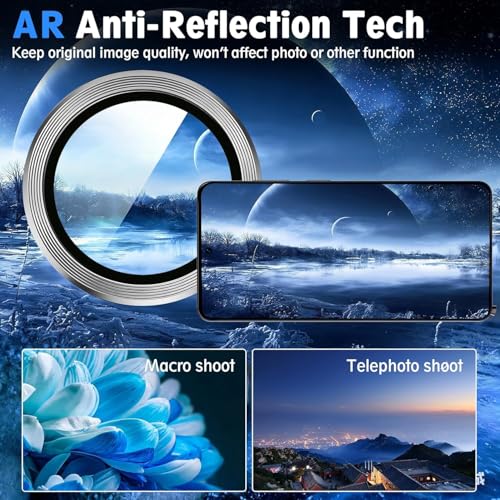 Image of Skinomi Camera Lens Protector Compatible For Samsung Galaxy S26 / S26 Plus [Anti-Scratch] Premium Tempered Glass Film Aluminum Alloy Lens Ring Cover- White Titanium