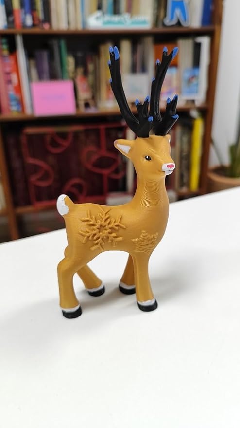 Beoals Snowflake Reindeer Christmas Toy Figure, Festive Holiday Decor Reindeer, Santa Sleigh Companion Toy, Cute Winter Wonderland Deer Figurine, Decorative Christmas Collectible (Pack of 3) 3