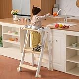 JPMKPD Kids Kitchen Step Stool, Foldable Toddler...
