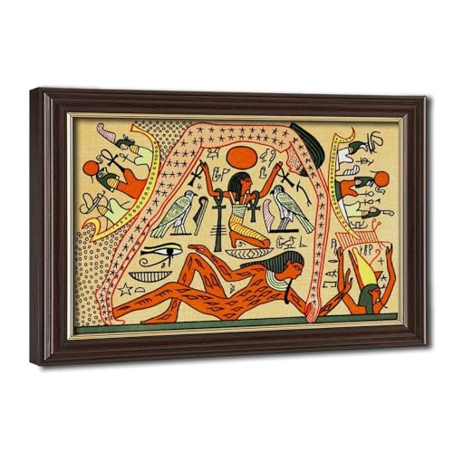 Terre plate égyptienne cosmologique toile vintage 50x76 cm