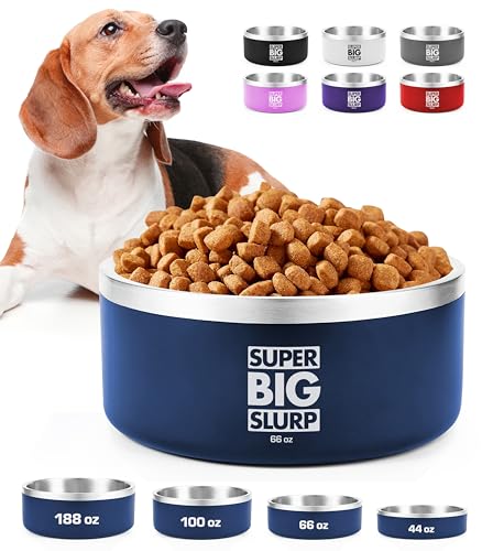 Tuff-Pupper-Heavy-Duty-Insulated-Dog-Bowl-Double-Wall-Stainless-Steel-Dog-Food-Dish-Non-Slip-Spill-Proof-Dishwasher-Safe-Cat-Bowl-Water-Bowl-for-Feeding-Large-Medium-Small-Pets-66oz-Blue Tuff Pupper Heavy Duty Insulated Dog Bowl Double Wall Stainless Steel Dog Food Dish Non Slip Spill Proof Dishwasher Safe Cat Bowl Water Bowl for Feeding Large Medium Small Pets 66oz Blue