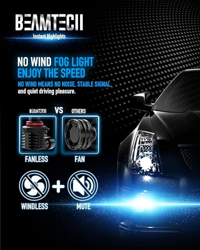 Image of BEAMTECH 9012 Bulb, Fanless in Line, HIR2 Light 6500K Xenon White, 2PCS | 2015-2023 Challenger, 2012-2019 500, 2013-2019 Acadia Taurus