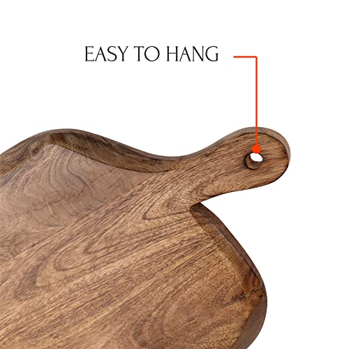 Gocraft Wooden Cutting Board With Handle | Mango Wood Leaf Shape | Chopping, Prep, Serve Board | Charcuterie Platter - 17" X 10.5" #TOP6