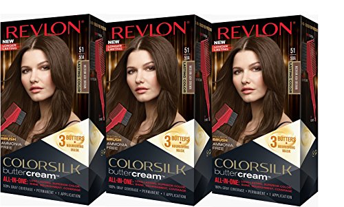 Revlon Colorsilk Buttercream Hair Dye, Medium Ash Brown, Pack of 3