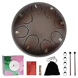 XPAHNE Steel tongue drum, 6 Zoll 8 Tone C-Dur Zungentrommel Schlagzeug Instrument, Steel Pan Stahlzungentrommel mit Trommelschlägeln Tragetasche für die Meditation, Yoga-Klangtherapie