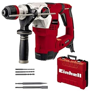 Einhell Boorhamer TE-RH 32 4F Kit (1250 W, 5 joule, 32 mm boorcapaciteit in beton, SDS-Plus, anti-vibratiegreep, incl. E-box, 3 boren, punt- en platte beitel)
