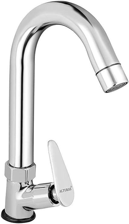 Alturas by Clinton Brass Jazz Swan Neck Taps for Sink/wash basin 360 Degree Moving, Chrome Finish Pillar Tap Faucet (Wall Mount Installation Type) brass Jazz Swan neck_1pc