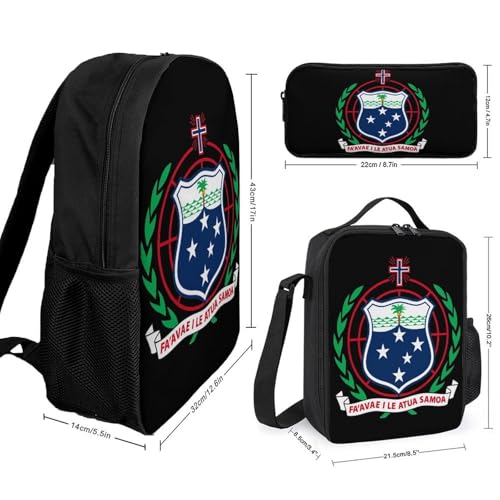 Coat of Arms of Samoa Large Travel Backpacks Carry on Backpack Weekender Bag with 2 Storage Pockets for Men And Women2