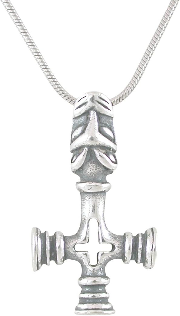 Nordic Thor's Hammer (Cross) Pendant in Sterling Silver on on 20" Rhodium Plated Sterling Silver Snake Chain for Men and Women, 8710