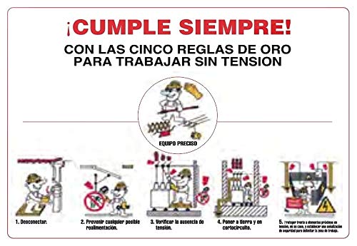 Señal Eléctrica 5 Reglas De Oro 300 X 400 Mm De 0,3Mm En Oferta Normaluz Rd61208 - Señal Cinco Reglas De Oro Pvc Tte 0,3 Mm 30X40 Cm