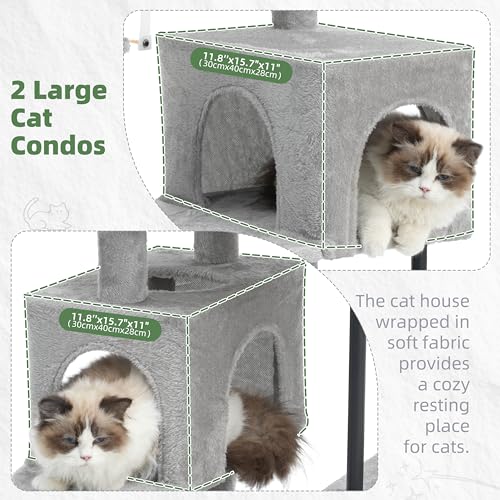 Image of Gitelsnour Cat Tree, Cat Tower with Sturdy Steel Tube, Large Perch GCT024W | 70.5'' Cat Furniture with Scratching Post, Hammock, Basket and Big Platform for Indoor Cats Large Adult, Light Gray