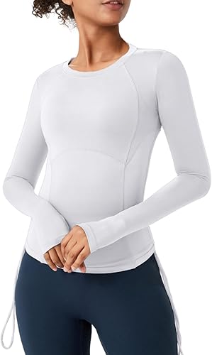Miniatura 5 de Almaree Camisetas de entrenamiento para mujer camisetas atléticas de manga larga ropa de gimnasio para yoga con agujeros para el pulgar